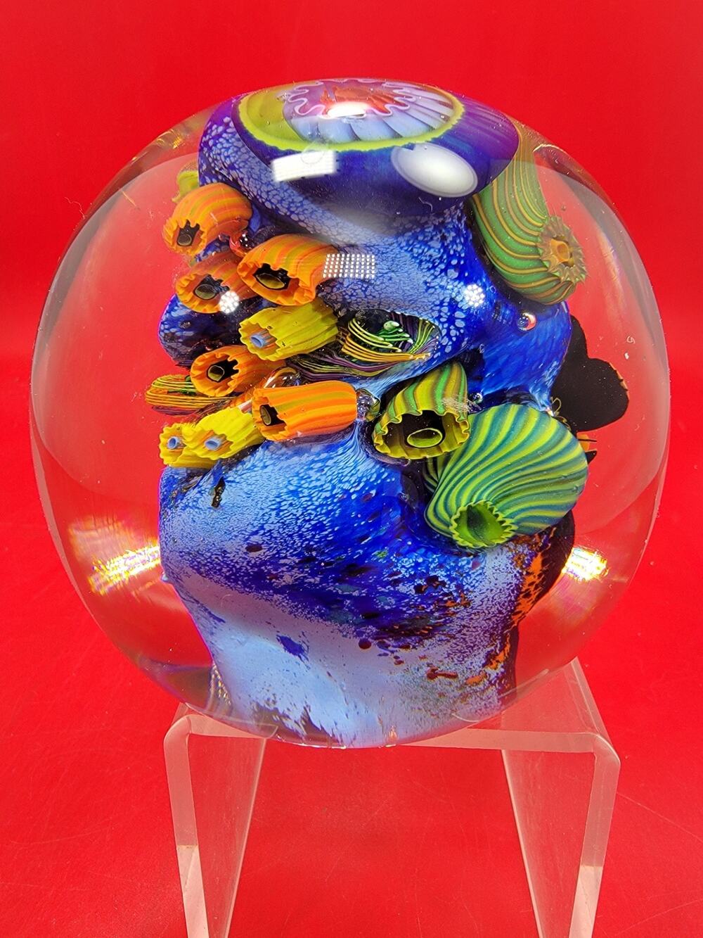Aro Schulze Paperweight Coral Reef Abstract Blown Glass Art 1999